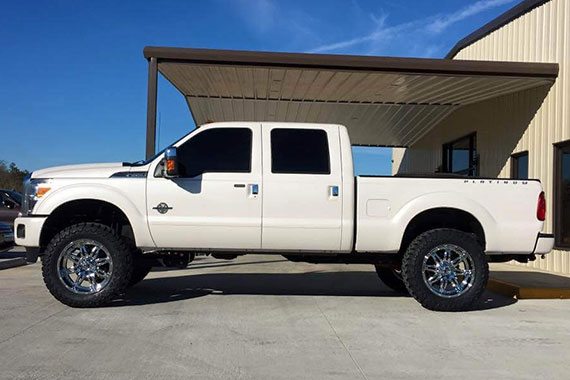 White workers truck parked outside